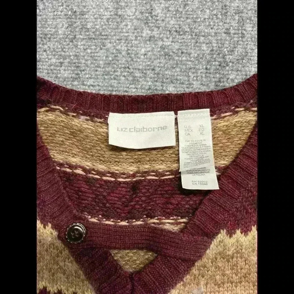 Liz Claiborne Knit Sweater Vest Womens Size XL Red/Cream - Picture 2 of 5